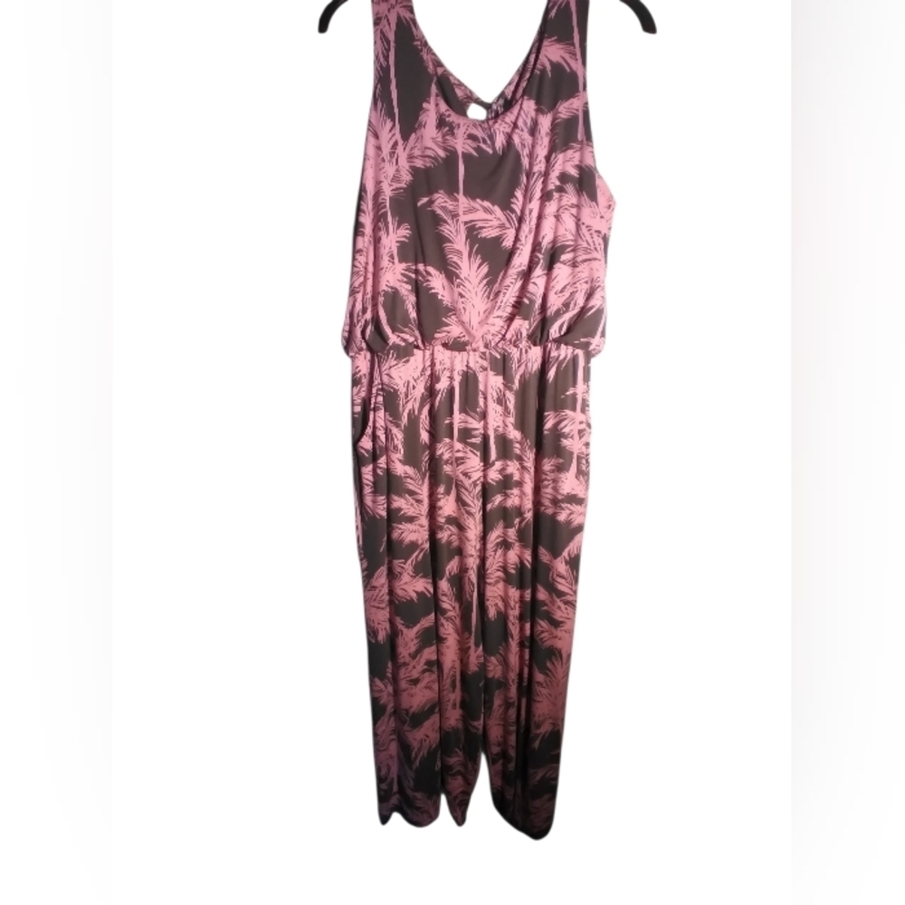 Belle By Kim Gravel Sleeveless Jumpsuit Size L Pockets Very Stretchy Wide Leg
